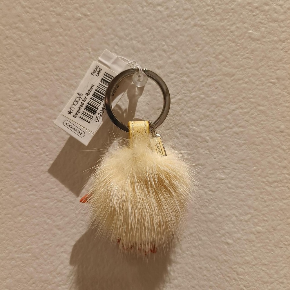 Coach Ivory Fur Keychain